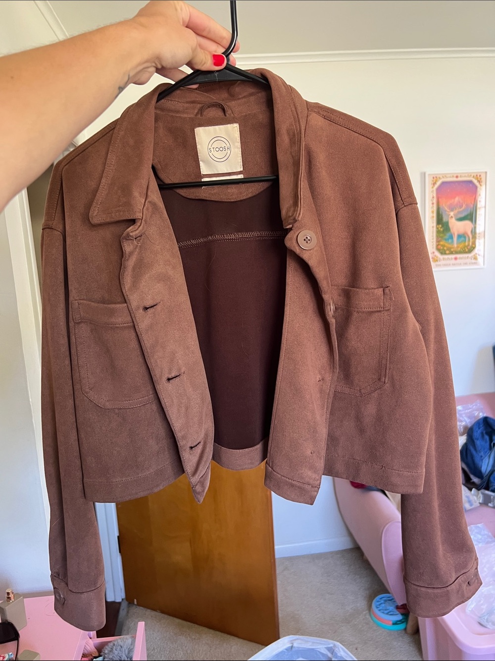 Brown Suede Cropped Jacket
